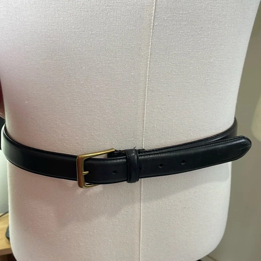 Mens Ralph Lauren Leather Dress Belt Black & Brown Brushed Gold Buckle Size 38
